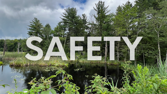 scenic landscape view with the word safety